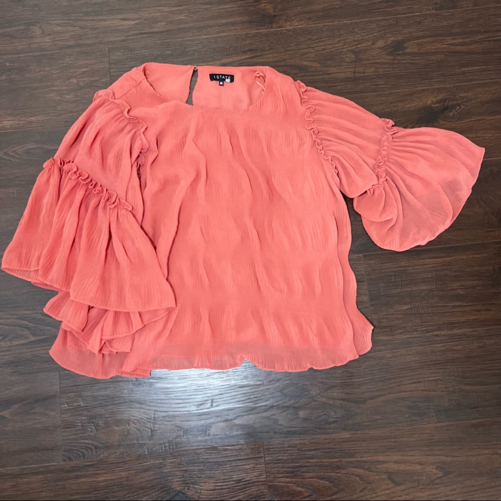 1. State coral ruffle blouse